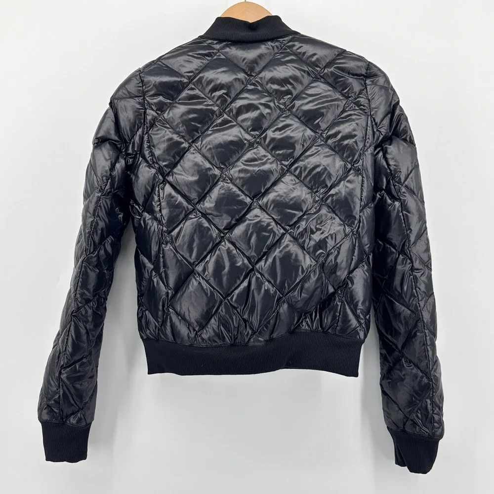 Alo Yoga Idol Bomber Workout Jacket‎ Black Down Filled Puffer Small EUC